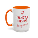 Thank You Accent Mug (11, 15oz) - Ceramic Coffee Mug with Fun Statement Design