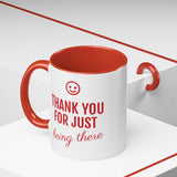 Thank You Accent Mug (11, 15oz) - Ceramic Coffee Mug with Fun Statement Design