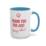 Thank You Accent Mug (11, 15oz) - Ceramic Coffee Mug with Fun Statement Design