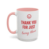 Thank You Accent Mug (11, 15oz) - Ceramic Coffee Mug with Fun Statement Design