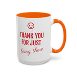 Thank You Accent Mug (11, 15oz) - Ceramic Coffee Mug with Fun Statement Design