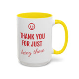 Thank You Accent Mug (11, 15oz) - Ceramic Coffee Mug with Fun Statement Design