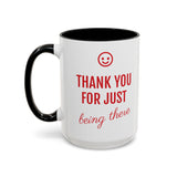 Thank You Accent Mug (11, 15oz) - Ceramic Coffee Mug with Fun Statement Design