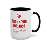 Thank You Accent Mug (11, 15oz) - Ceramic Coffee Mug with Fun Statement Design