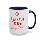 Thank You Accent Mug (11, 15oz) - Ceramic Coffee Mug with Fun Statement Design