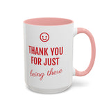 Thank You Accent Mug (11, 15oz) - Ceramic Coffee Mug with Fun Statement Design