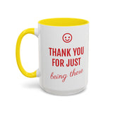 Thank You Accent Mug (11, 15oz) - Ceramic Coffee Mug with Fun Statement Design