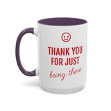 Thank You Accent Mug (11, 15oz) - Ceramic Coffee Mug with Fun Statement Design